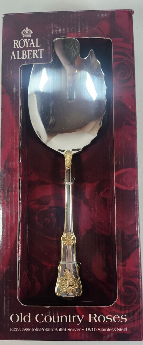 Royal Albert Old Country Roses Rice Casserole Potato Buffet Serving Spoon NIB